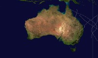Satelliet foto van Australie. / Bron: Publiek domein, Wikimedia Commons (PD)